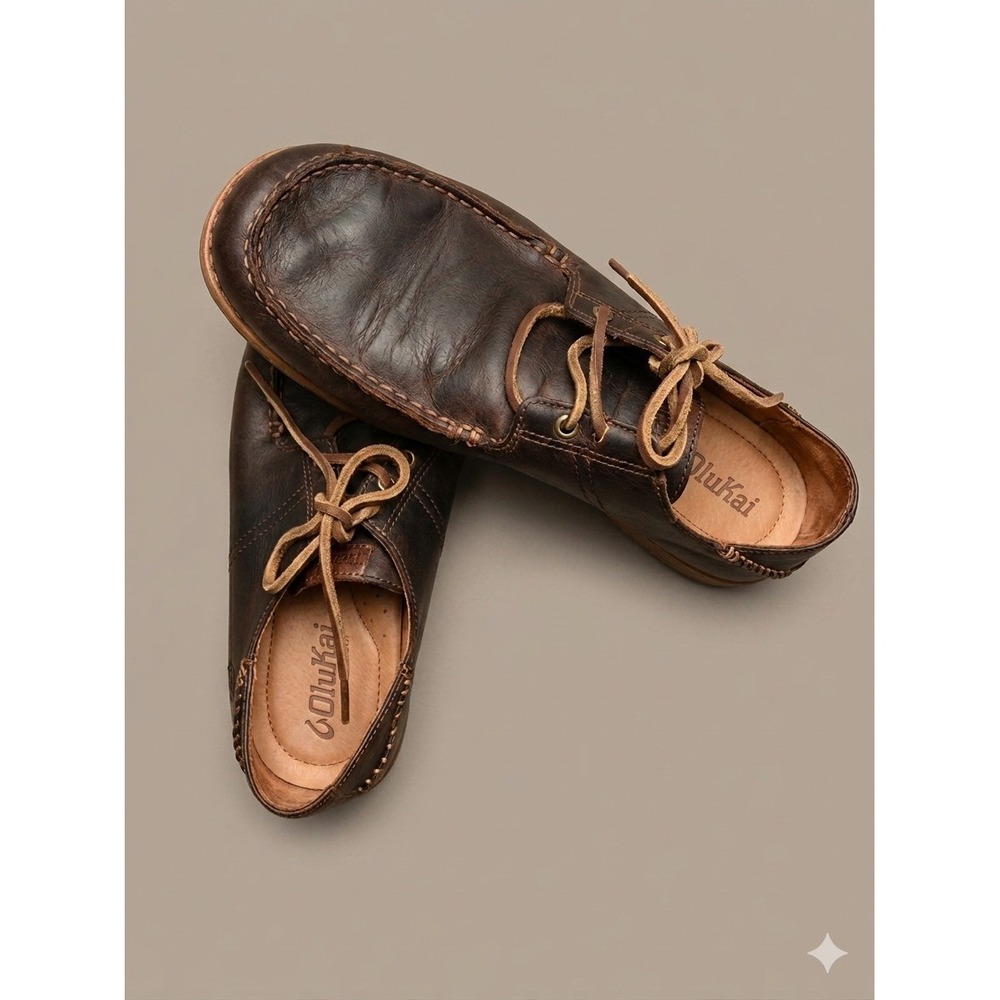 Olukai Ohana Lace Up Nubuck Shoe Mens Size 9.5 Leather